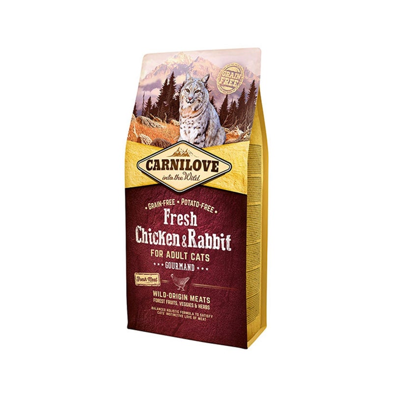 Carnilove Fresh Chicken and Rabbit Gourmand Dry Cat Food - 2 kg