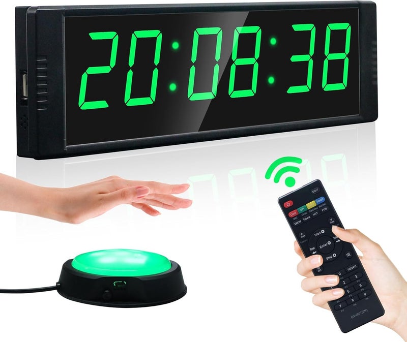 YZ Gym Clock for Home Gym with Start/Stop Button, Interval Timer for Workout, Stopwatch/Countdown Timer with Remote, 12/24H Digital Wall Clock, Portable Home Gym Accessories - Image 1