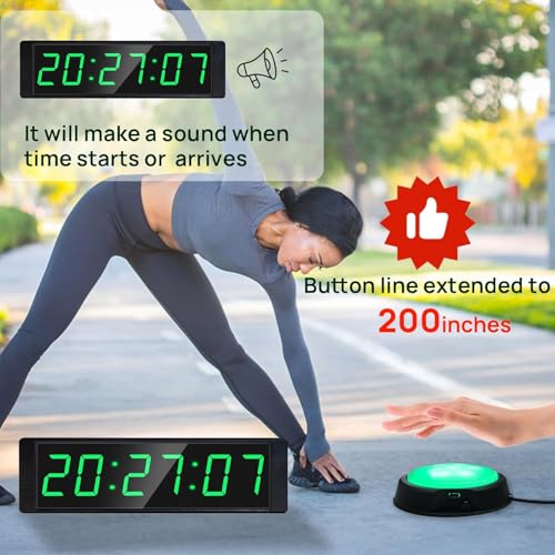 YZ Gym Clock for Home Gym with Start/Stop Button, Interval Timer for Workout, Stopwatch/Countdown Timer with Remote, 12/24H Digital Wall Clock, Portable Home Gym Accessories - Image 3