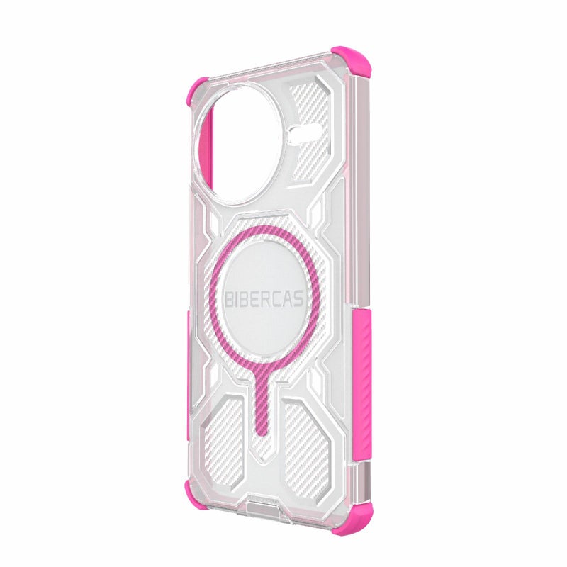 BIBERCAS For Redmi K80 Pro Transparent Color Series Magsafe Air Bag Shockproof Phone Case(Pink) - Image 3