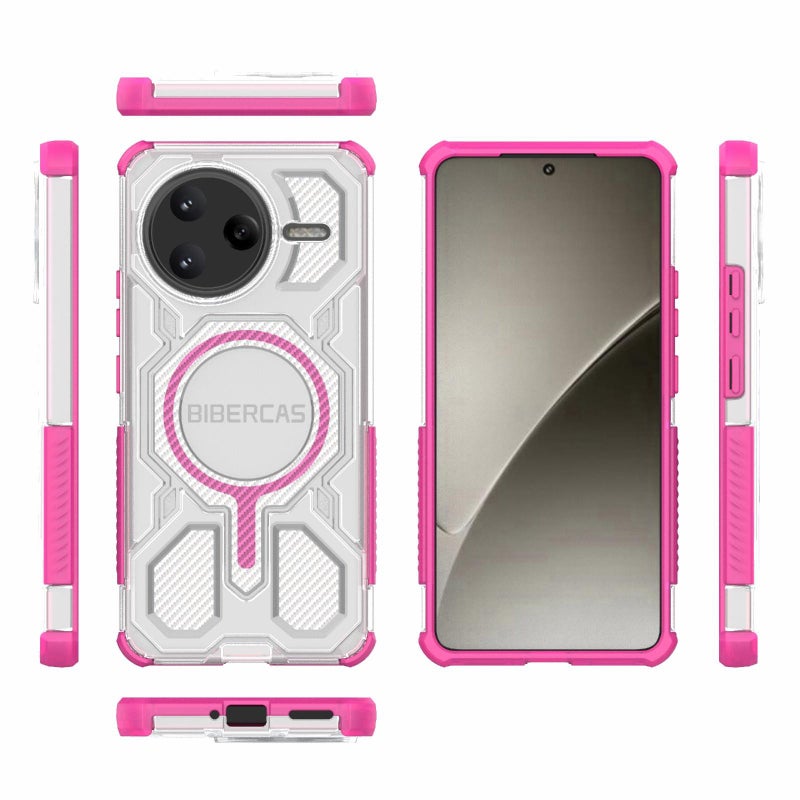 BIBERCAS For Redmi K80 Pro Transparent Color Series Magsafe Air Bag Shockproof Phone Case(Pink) - Image 2