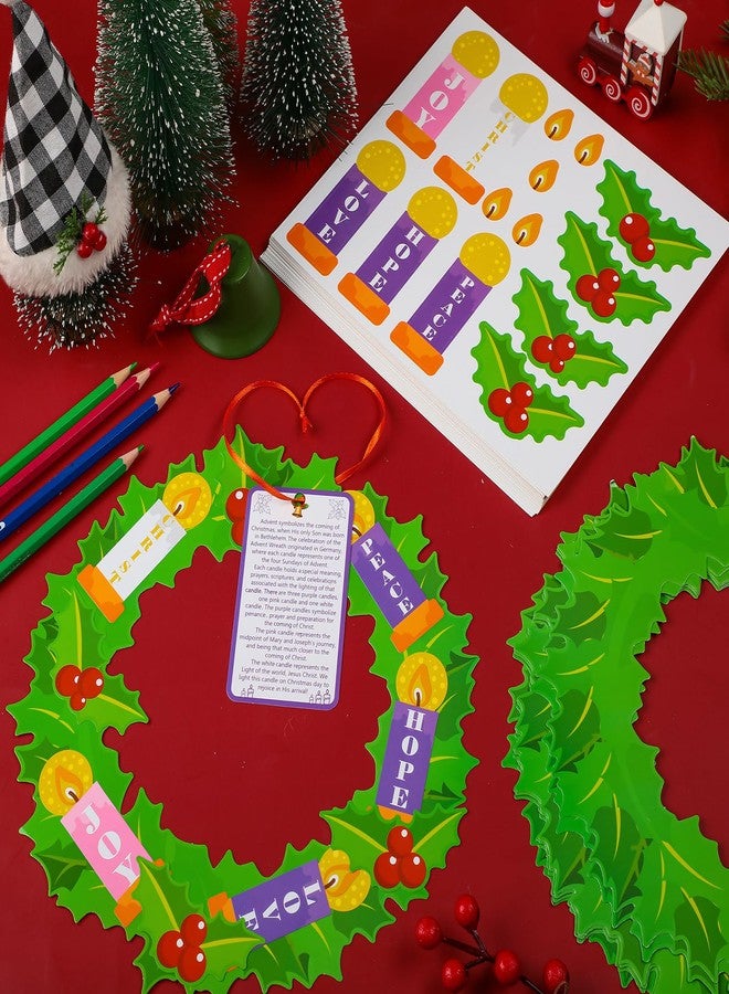 Poen 24 Set Christmas Advent Wreath Craft Kit for Kid Nativity of Christ DIY Craft Art Hanging Decor Advent Wreath Candle with Joy Christ Peace Hope Love for Sunday School Classroom Christmas Activity - Image 5