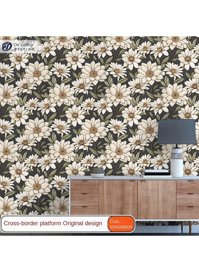 Bluejw Retro American Style Warm Fresh Plant Flower Wallpaper Ins Style Atmosphere Wallpaper Bedroom Self-adhesive Wallpap - Image 2
