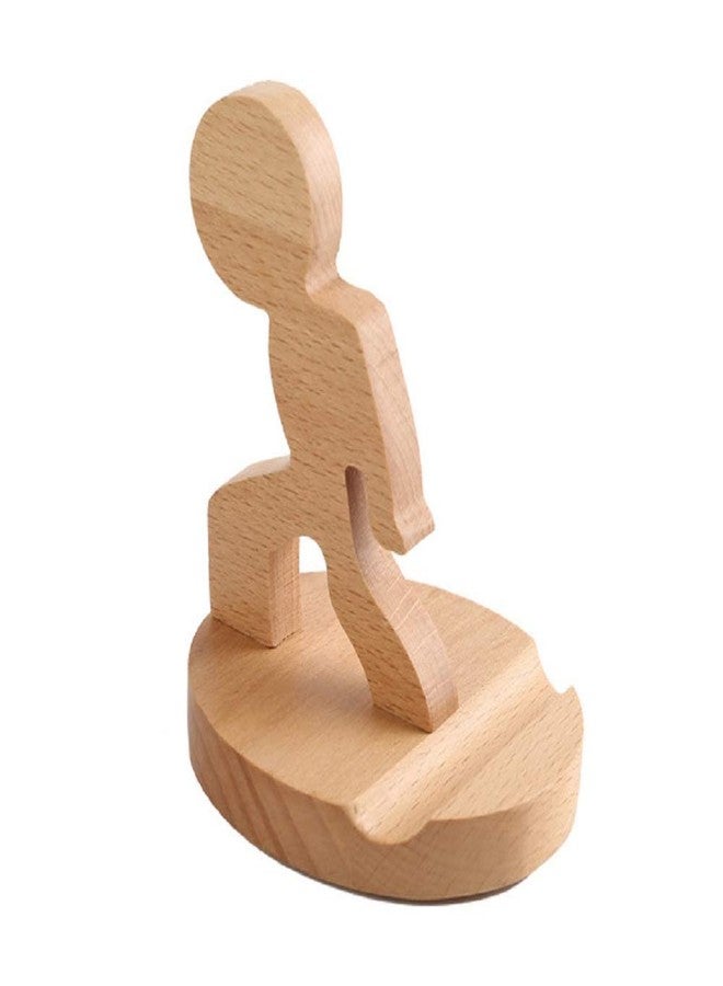 MMOO Little People Universal Cute Wooden Office Home Cell Phone Holder (Wood 1) - Image 1