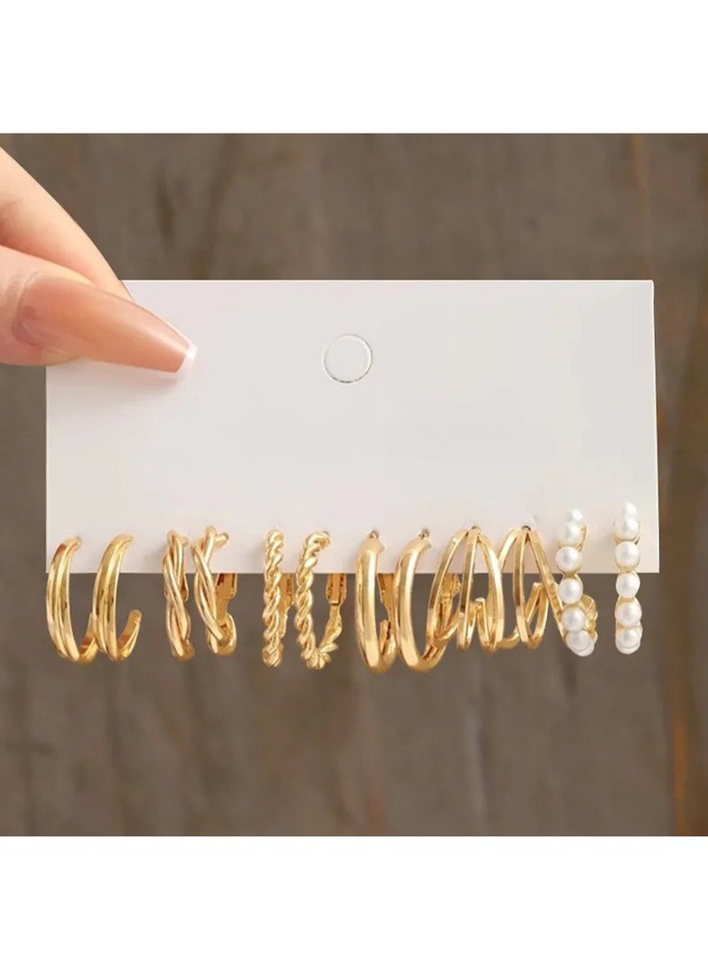 Huitich 24-Piece Gold Colour Tone Hoop Earrings Set – Assorted Sizes & Styles  - Image 3