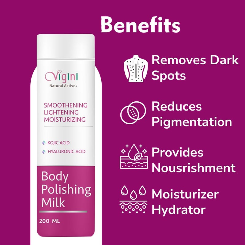 Vigini Exfoliating Pigmentation Dark Spots Dull Skin DeTan Dtan Removal Glutathione Coffee Scrub Body Wash & 1% Kojic Acid Vitamin C Lightening Brightening Moisturizer Body Lotion Men Women 300 ml - Image 2