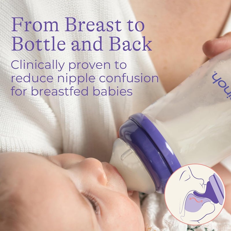Lansinoh AntiColic Baby Bottles BPAFree Plastic 5 Ounces 3 Count Slow Flow Nipples Size S Breastfeeding Bottle with NaturalWave Design Baby Essentials - Image 4