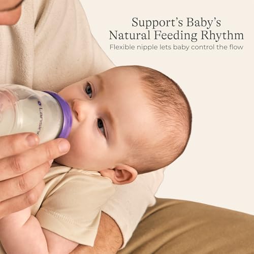 Lansinoh AntiColic Baby Bottles BPAFree Plastic 5 Ounces 3 Count Slow Flow Nipples Size S Breastfeeding Bottle with NaturalWave Design Baby Essentials - Image 3