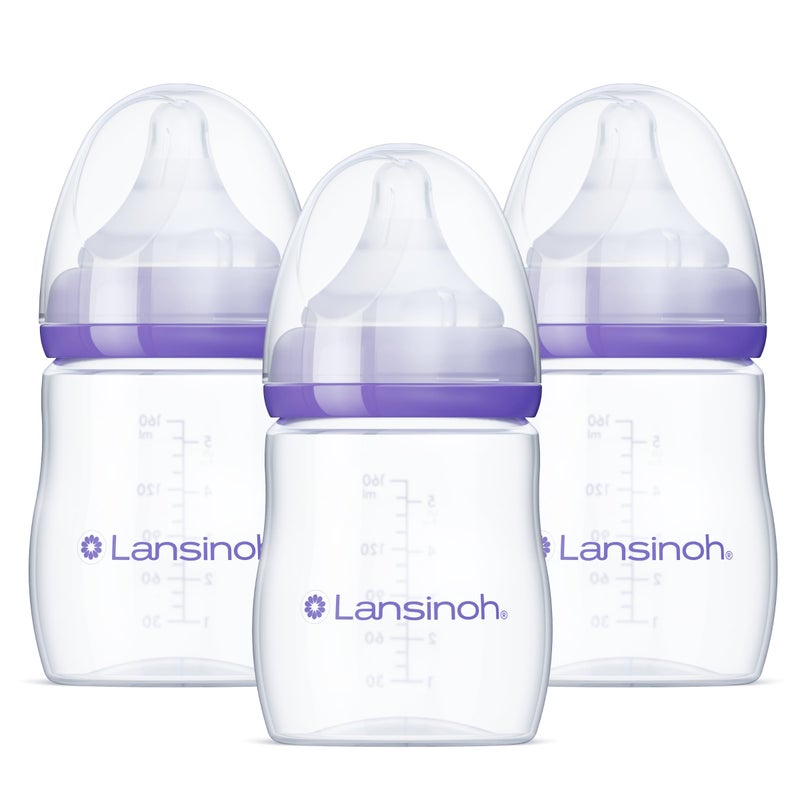 Lansinoh AntiColic Baby Bottles BPAFree Plastic 5 Ounces 3 Count Slow Flow Nipples Size S Breastfeeding Bottle with NaturalWave Design Baby Essentials - Image 2