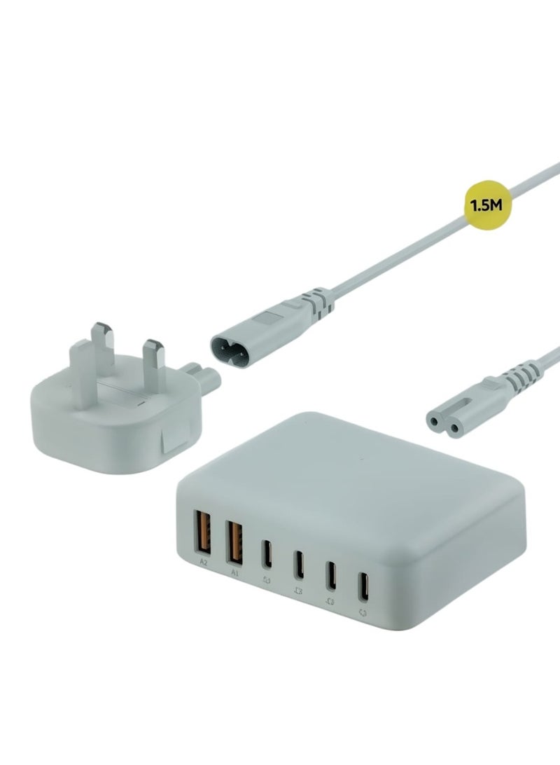 بودي شاحن سريع AC318UW بقوة 60 واط شحن سريع مع 2 منفذ USB و 4 منافذ تايب سي مزود بكابل بطول 1.5 متر وقابس بريطاني - Image 4