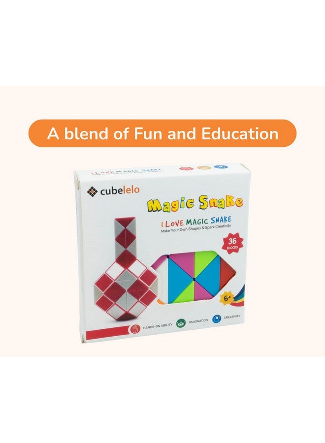 Cubelelo Magic Snake Rainbow Puzzle Cube (36 Wedges) | Twist and Turn Shape Creation Fun Game for Kids Boys Girls and Adults | Multicolor Brain Teaser Stress Buster Toy | for Ages 3 Years and Above - Image 4