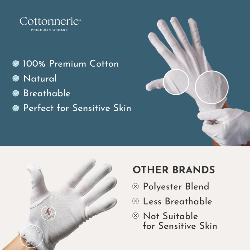 COTTONNERIE 4 Pairs Cottonnerie Original Cotton Gloves for Dry Hands Sleeping, Moisturizing Gloves Overnight, Hand Moisturizer Gloves, Moisture Gloves for Dry Hands Overnight, Sleeping Gloves, Medium - Image 3
