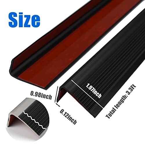Socein Black Vinyl Stair Nosing & Edge Protector - Self-Adhesive Non-Slip Stair Edging Trim, Waterproof Stair Nose Molding for Indoor/Outdoor Staircases (3.3Ft, Bullnose Design) - Image 2