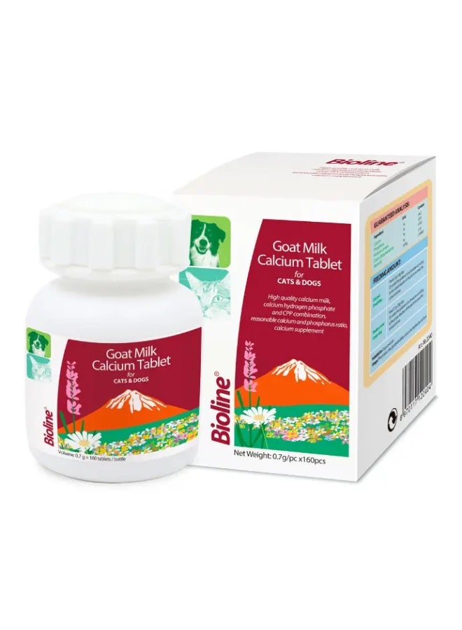 Bioline goat's Milk Calcium Tablet 160 Pcs - Suitable for Dogs And Cats of All Ages[Weight - 250g, Count - 160] - Image 1