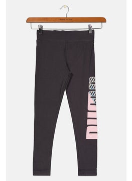 PUMA Kids Girl Brand Logo Leggings, Grey Combo  - Image 1