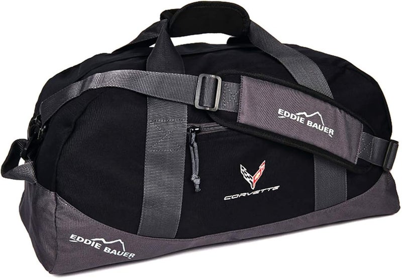 SR1 Performance C8 Corvette Duffel Bag - Next Generation Eddie Bauer Travel Duffle with Cross Flags Logo (Black) - Image 5