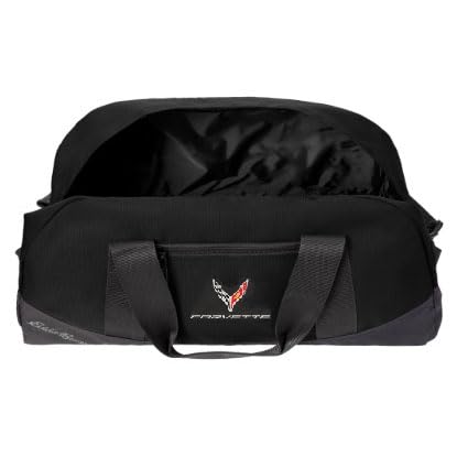 SR1 Performance C8 Corvette Duffel Bag - Next Generation Eddie Bauer Travel Duffle with Cross Flags Logo (Black) - Image 2