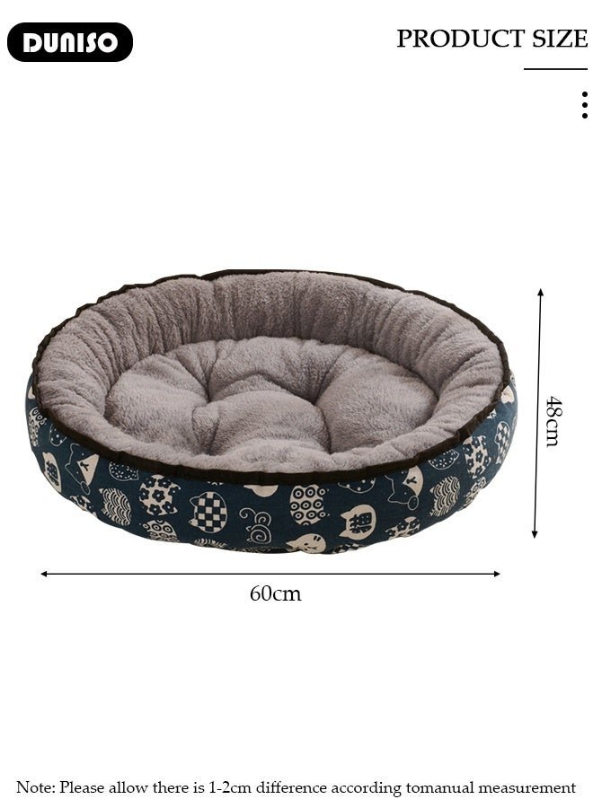 DUNISO سرير قطط بيضاوي مزدوج الاستخدام سرير للكلاب الصغيرة والمتوسطة وسرير للقطط وسادة مضادة للقلق عش قطط كرتوني لطيف حصيرة نوم مضادة للانزلاق سلة قطط قابلة للغسل في الغسالة - Image 2