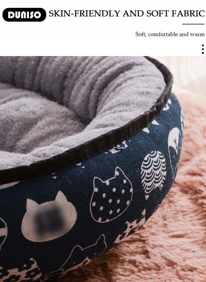 DUNISO سرير قطط بيضاوي مزدوج الاستخدام سرير للكلاب الصغيرة والمتوسطة وسرير للقطط وسادة مضادة للقلق عش قطط كرتوني لطيف حصيرة نوم مضادة للانزلاق سلة قطط قابلة للغسل في الغسالة - Image 3