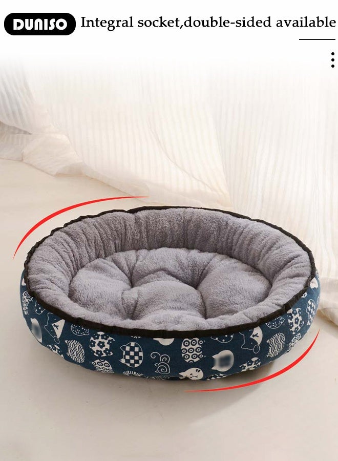 DUNISO سرير قطط بيضاوي مزدوج الاستخدام سرير للكلاب الصغيرة والمتوسطة وسرير للقطط وسادة مضادة للقلق عش قطط كرتوني لطيف حصيرة نوم مضادة للانزلاق سلة قطط قابلة للغسل في الغسالة - Image 5