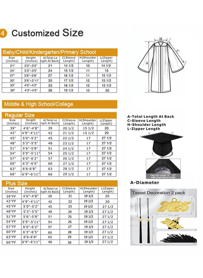 Loquat Middle High School College Graduation Gown Robe With Cap Blue - Image 2