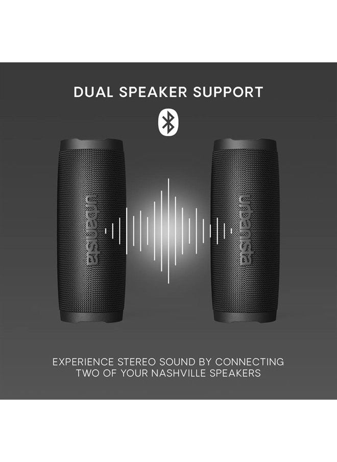 Urbanista Wireless Bluetooth Speaker, Portable Speaker Waterproof IPX7 Rating, 18H Playtime, Button Controls, Bluetooth 5.2 Dual Pairing, Loud Speaker Stereo Sound, Outdoor Speakers, Nashville, Black  - Image 3