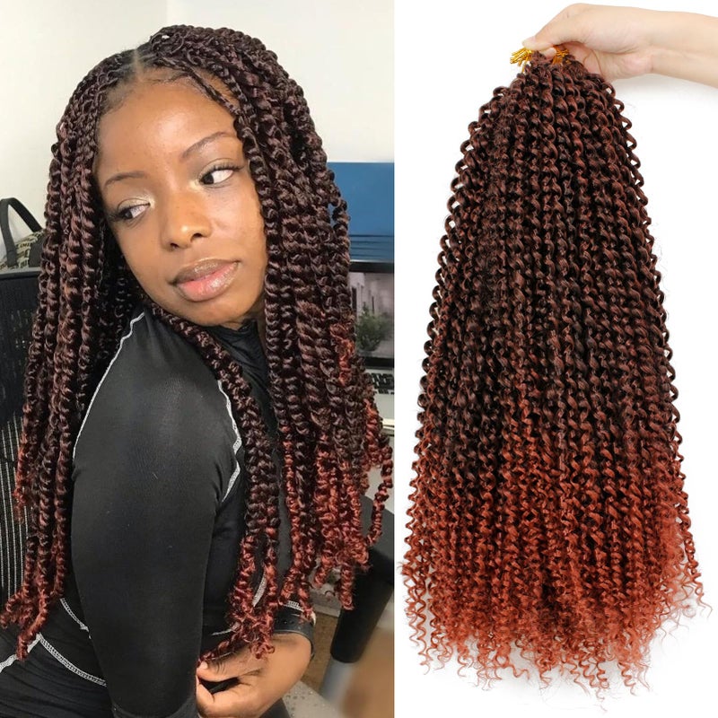 Dorsanee Ombre Passion Twist Hair 18 Inch 7 Packs Water Wave Crochet Hair Long Bohemian Curly Braiding Hair for Butterfly Locs Faux Locs Boho Style Spring Twist Crochet Braids T350