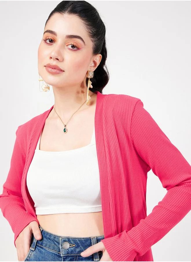 ساسافراس Ribbed Detail Midi Length Shrug by Styli