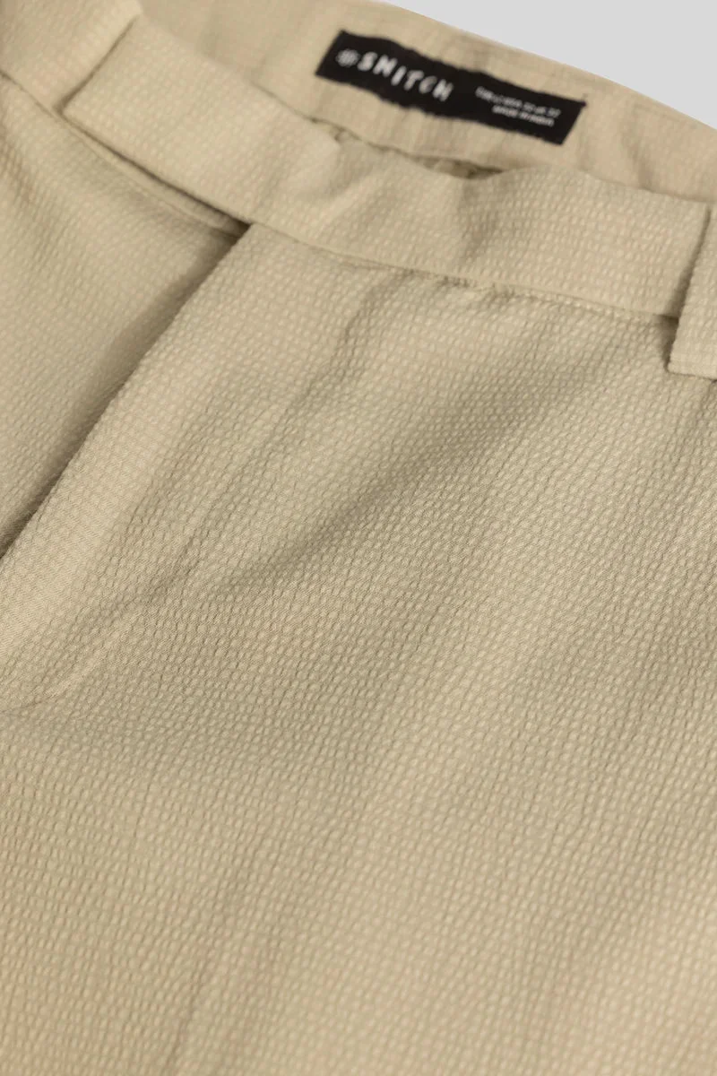 SNITCH Yann Nude Plain Slim Fit Trousers