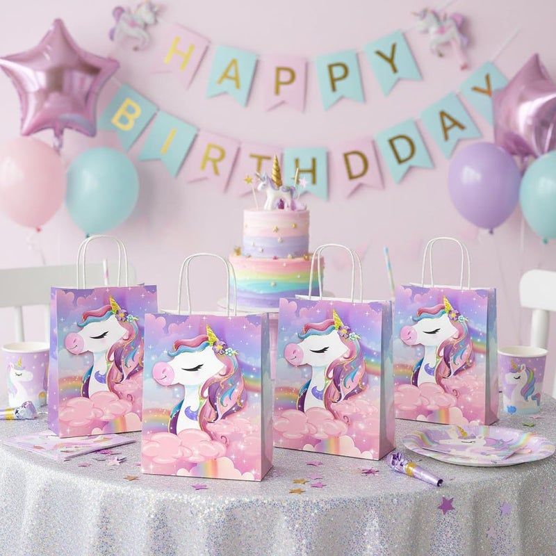JOYGATHER 24 Pcs Unicorn Party Favor Bags with Handles - Unicorn Goodie Bags Gift Bags. Rainbow Theme Candy Bags, Kraft Paper Bags for Birthday Party Supplies, and Baby Shower Decorations - Image 5