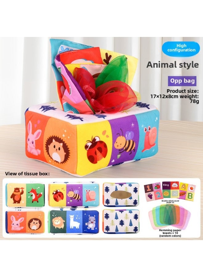 Children Pull Radish Puzzle Early Education Newborn Toys Plush 6 Months Baby Paper Baby 0-1 Years Old-Color:Animal-high Matching (with 10 Packs Of Scarves And 3 Ringing Paper) - Image 1