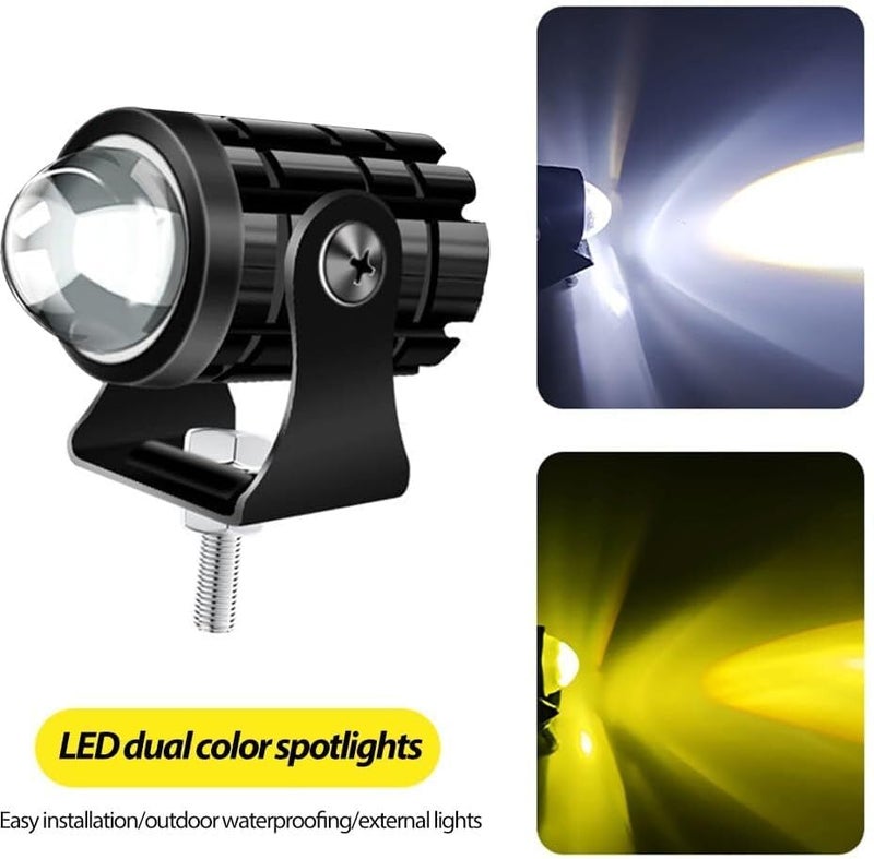 PriAn Auto مصباح ضباب LED مزدوج اللون عالمي للدراجات (أبيض وأصفر) مع مفتاح تشغيل/إيقاف | سطوع 4500 لومن، درجة حرارة اللون 3600K، ضوء قيادة مساعد مقاوم للماء بقوة 36 واط للدراجات النارية والسيارات - Image 5