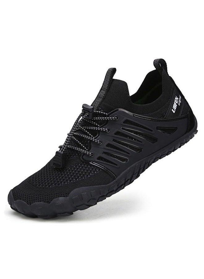 UBFEN Mens Womens Water Shoes Aqua Shoes Swim Shoes Beach Sports Quick Dry Barefoot for Boating Fishing Diving Surfing with Drainage Driving Yoga Upstream, A Black, 9.5 Women/7.5 Men - Image 1