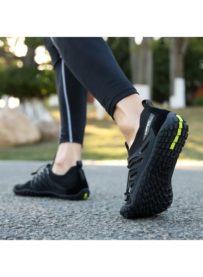 UBFEN Mens Womens Water Shoes Aqua Shoes Swim Shoes Beach Sports Quick Dry Barefoot for Boating Fishing Diving Surfing with Drainage Driving Yoga Upstream, A Black, 9.5 Women/7.5 Men - Image 2