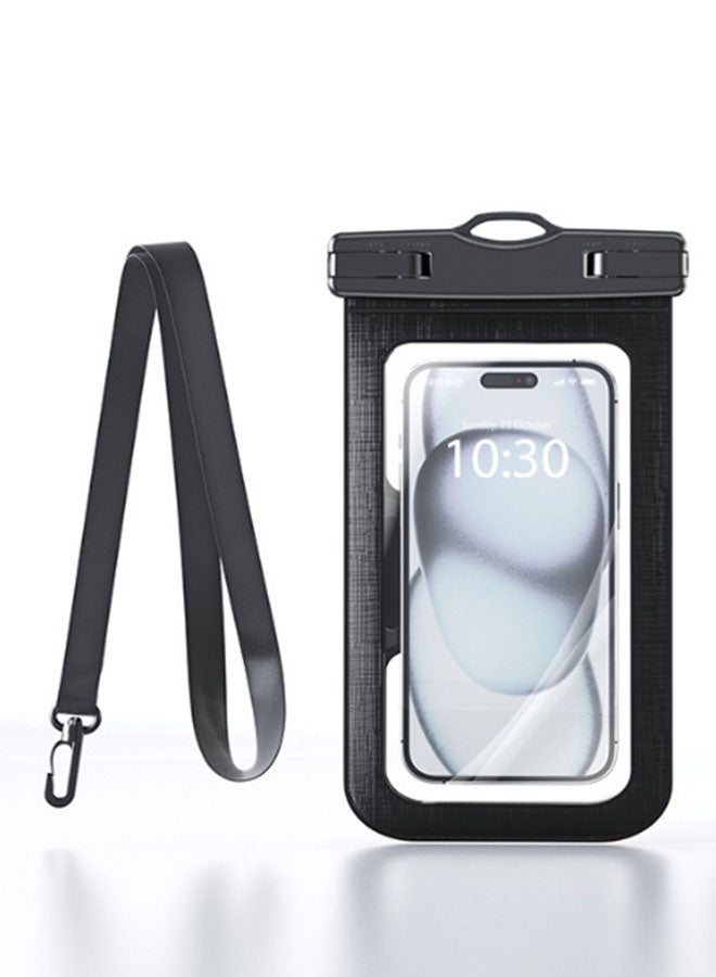 2PCS Wateproof Touchscreen Bag Cell Phone Pouch Case Swimming Water Proof Bag,Transparent Sealed Pouch For Swimming ,Rafting And Diving, Universal Dry Bag For All Phone( D15-1-black)