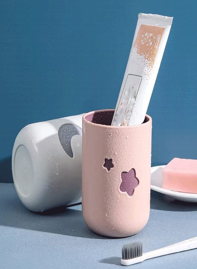Rabyleo Two-Color Lucky Pair Cup Bathroom Toothbrush Cup Household Cartoon Star Moon Water Cup (Pink & White) - Image 5