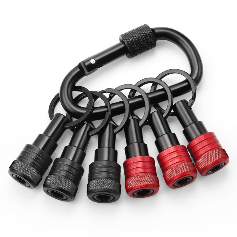 Enhanced NonSlip Bit Holder 6pcs 14 Drill Bit Holder Bit Holder Key Chain Impact Bit Holders for Impact Driver Drill Bit Extension Screwdriver Drill Bits wBlack Carabiner Gadget Gift for Men