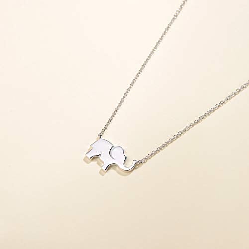 FANCIME Lucky Elephant Necklace 925 Sterling Silver White Gold Plated Dainty Love Family Pendant Necklace Birthday Gifts For Women Friend, 16" + 2" Extender - Image 2