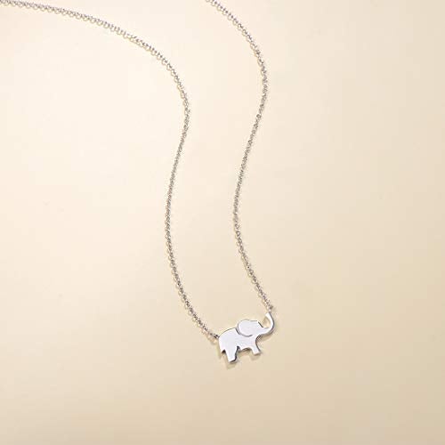 FANCIME Lucky Elephant Necklace 925 Sterling Silver White Gold Plated Dainty Love Family Pendant Necklace Birthday Gifts For Women Friend, 16" + 2" Extender - Image 3