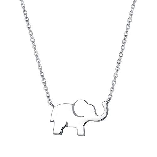 FANCIME Lucky Elephant Necklace 925 Sterling Silver White Gold Plated Dainty Love Family Pendant Necklace Birthday Gifts For Women Friend, 16" + 2" Extender - Image 1