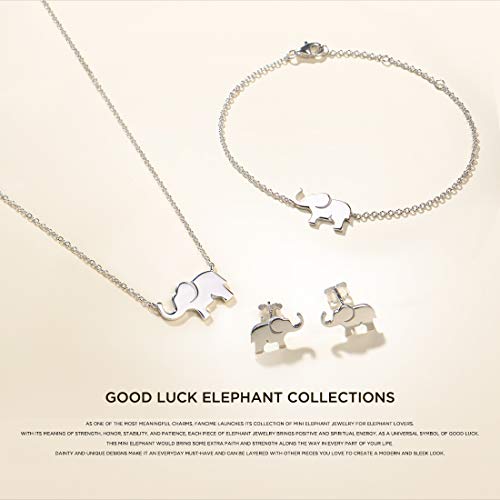 FANCIME Lucky Elephant Necklace 925 Sterling Silver White Gold Plated Dainty Love Family Pendant Necklace Birthday Gifts For Women Friend, 16" + 2" Extender - Image 5