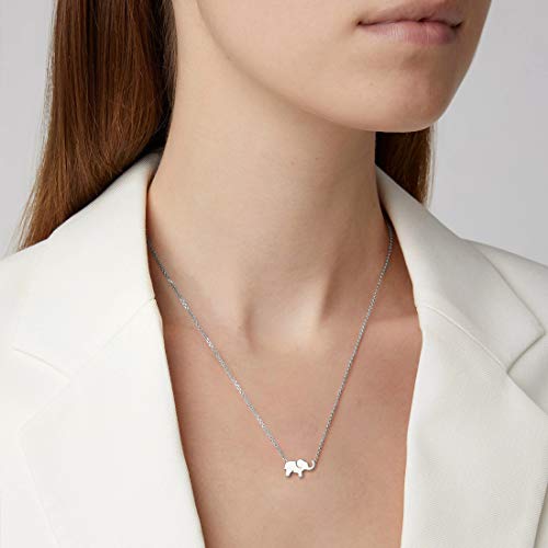 FANCIME Lucky Elephant Necklace 925 Sterling Silver White Gold Plated Dainty Love Family Pendant Necklace Birthday Gifts For Women Friend, 16" + 2" Extender - Image 4