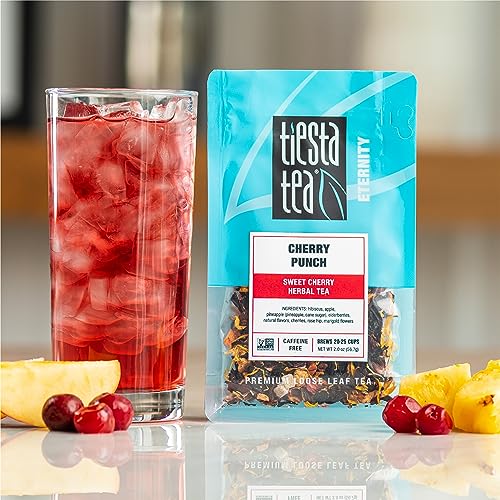 Tiesta Tea - Cherry Punch, Loose Leaf, Sweet Cherry Herbal Tea, Premium Blend, Non-Caffeinated, Makes Hot or Iced & Brews Up to 25 Cups, 2oz Resealable Pouch - Image 2