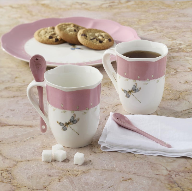 Lenox 897803 Butterfly Meadow Color Mugs With Spoons, Set Of 2, Pink - Image 4