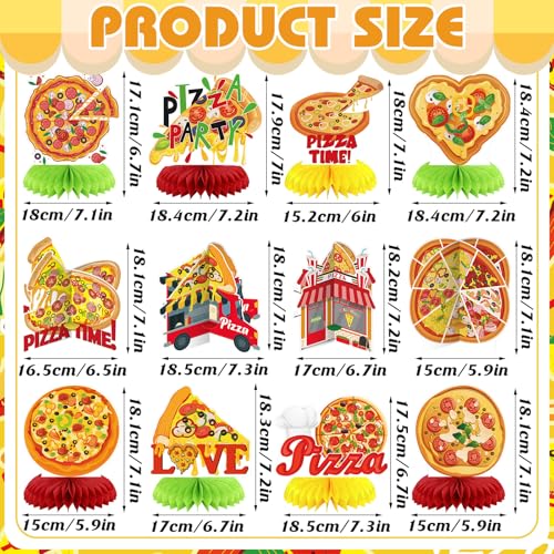 Weekgrat 12 Pcs Pizza Party Decorations Pizza Theme Party Decorations Honeycomb Table Centerpieces for Home Office Birthday Honeycomb Supplies Decor - Image 5