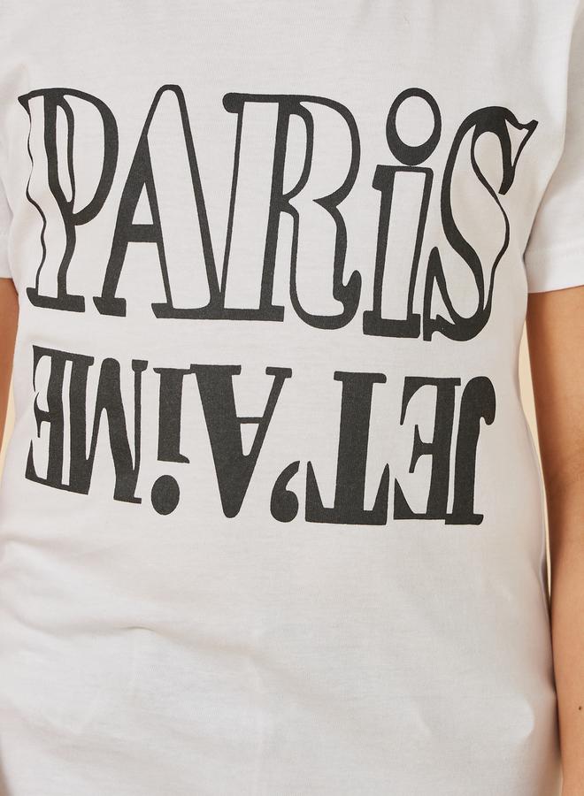 ستايلي تيشيرت بياقة دائرية وطبعة شعار - Image 4