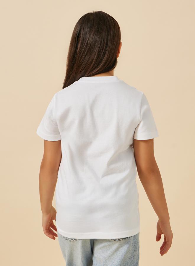 ستايلي تيشيرت بياقة دائرية وطبعة شعار - Image 5