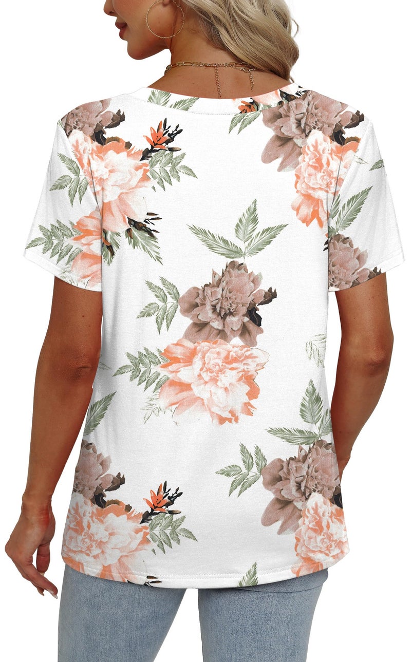 Alaroo Womens Summer Tops 2026 Trendyshort Sleeve Shirts for Women V Neck Maternity Clothes Print 02 XL - Image 4