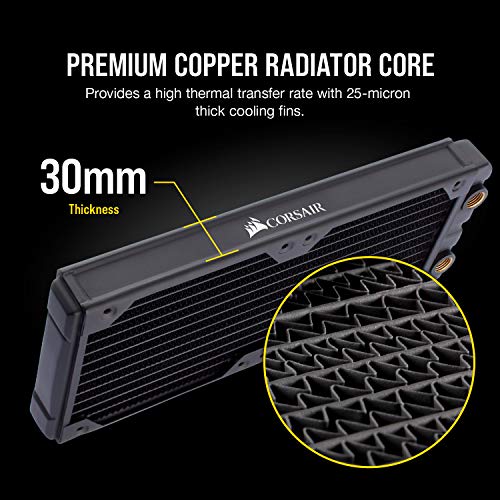 CORSAIR Hydro X Series XR5 240 mm Water Cooling Radiator (Dual 120 mm Fan Mounts, Easy Installation, Premium Copper Construction, Polyurethane Coating, Integrated Fan Screw Guides) Black - Image 4