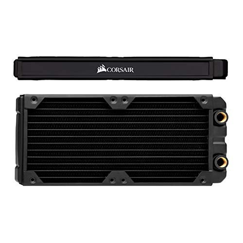 CORSAIR Hydro X Series XR5 240 mm Water Cooling Radiator (Dual 120 mm Fan Mounts, Easy Installation, Premium Copper Construction, Polyurethane Coating, Integrated Fan Screw Guides) Black - Image 1
